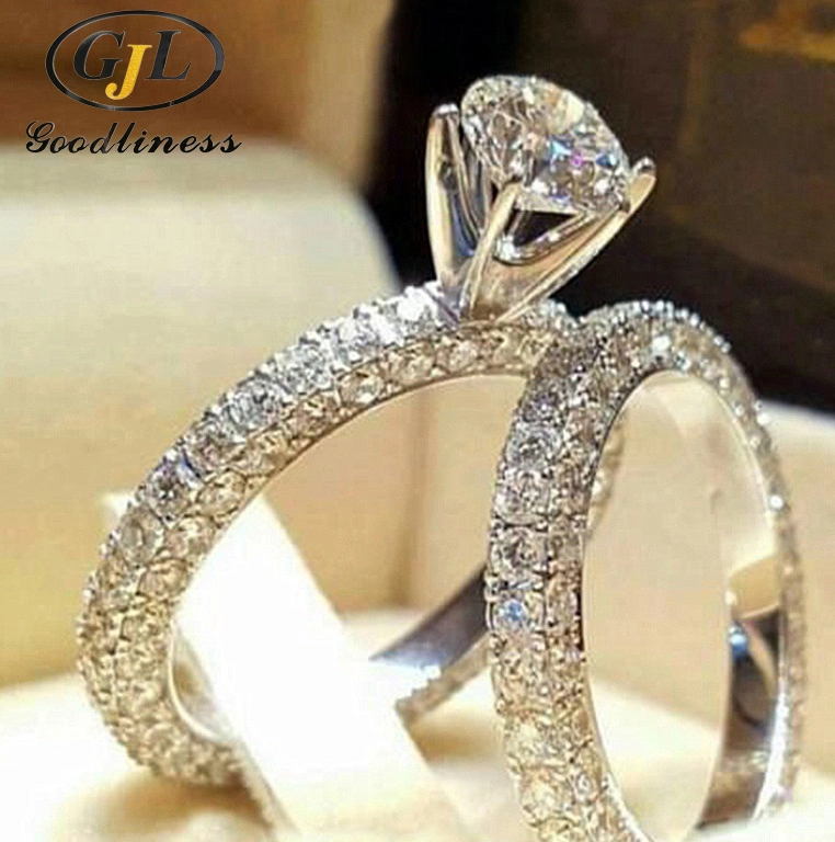 Full Diamond 8 Heart 8 Arrow Zircon Set Rings for Wedding and Engagement Rings