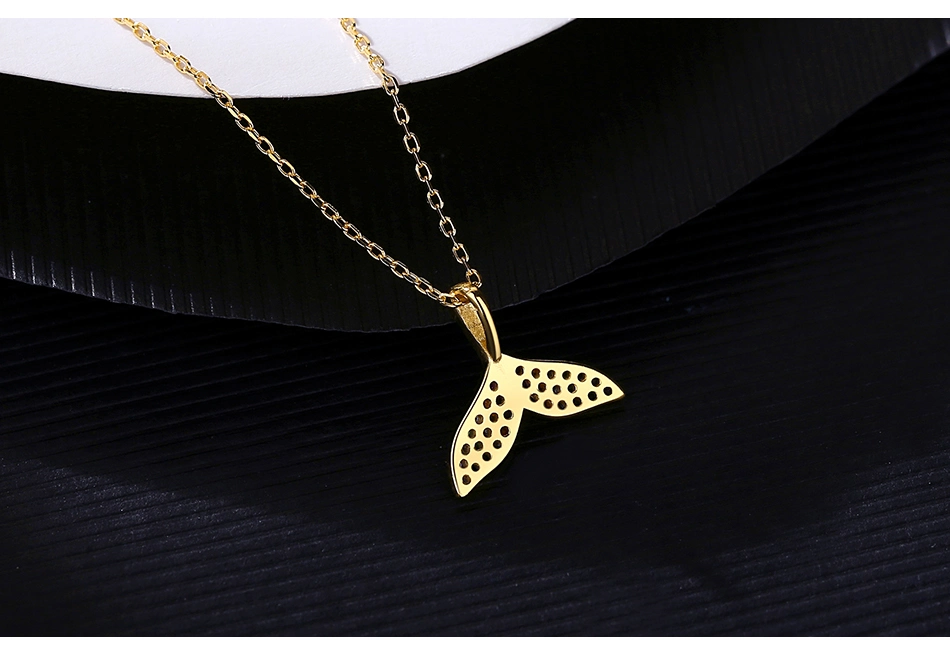 Jewelry Colorful Diamond Fish Tail Pendent Sliver Necklace