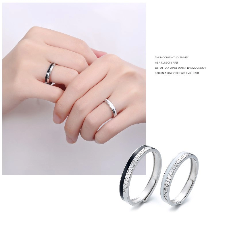 Valentine′ S Day Custom Lettering Couple Finger Ring Made of 925 Sterling Silver Ring