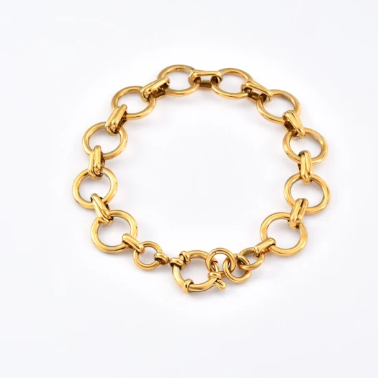 Joyería de acero inoxidable de 18 quilates, pulsera de color dorado chapado en oro, estilo Hip Hop para hombres y mujeres