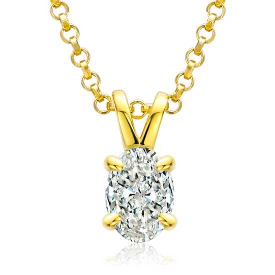 Nueva llegada Chapado en oro Plata de ley 925 1CT Corte de pera Vvs Moissanite Collar con colgante de diamante solitario