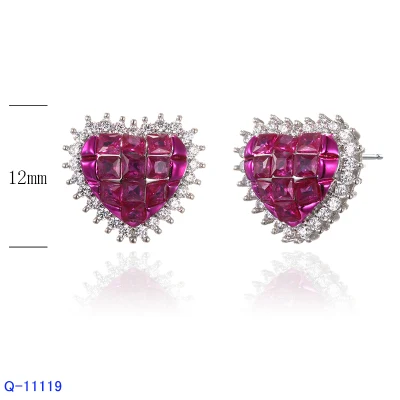 Pendientes de corazón de aro de plata de ley 925 de joyería de moda de nuevo diseño