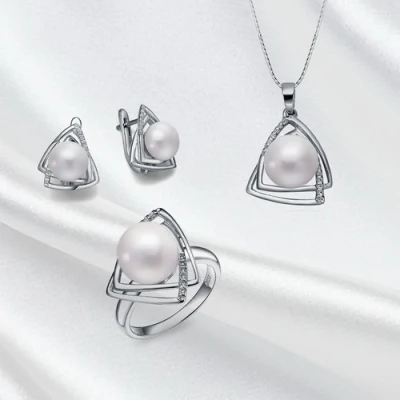 Cerradura de pendiente de perla de plata esterlina 925 de moda con joyería clásica CZ